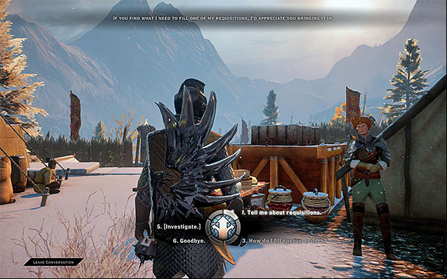 An example quartermaster in Haven - Dragon Age Inquisition: Requisitions - Crafting - Dragon Age: Inquisition Game Guide & Walkthrough