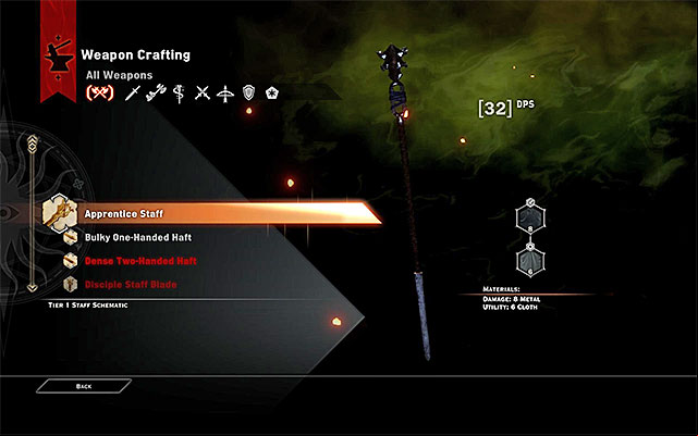 Weapons crafting window - Dragon Age Inquisition: Crafting - weapons and armor - Crafting - Dragon Age: Inquisition Game Guide & Walkthrough