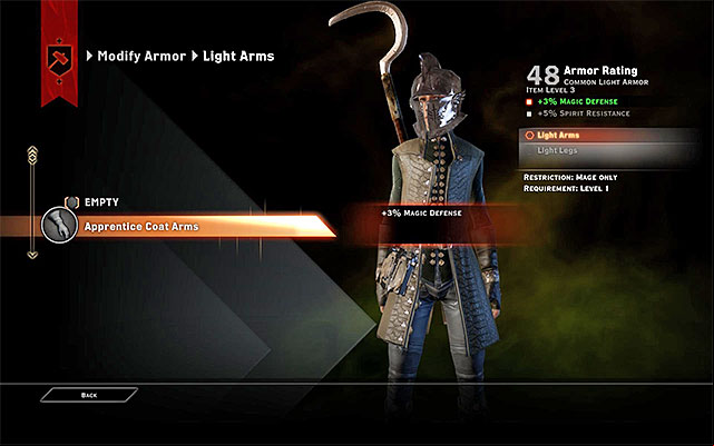 Armor upgrade window - Dragon Age Inquisition: Weapons and Armor Upgrades - Crafting - Dragon Age: Inquisition Game Guide & Walkthrough
