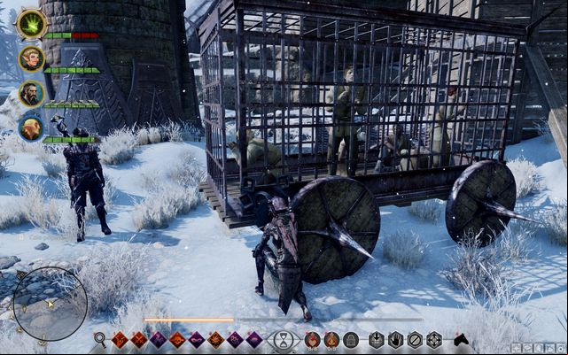 The cage with prisoners - Dragon Age Inquisition: Rocky Rescue - Side quests - Emprise du Lion - Dragon Age: Inquisition Game Guide & Walkthrough