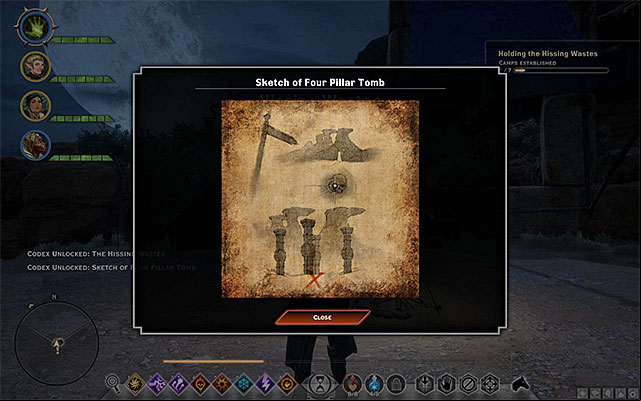 A sketch of one of the extra tombs. - Dragon Age Inquisition: The Tomb of Fairel - Side quests - The Hissing Wastes - Dragon Age: Inquisition Game Guide & Walkthrough