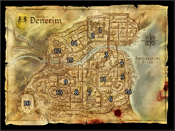Locations on the map - Dragon Age Origins: Map 2 - Denerim - World Atlas - Maps - Dragon Age: Origins Game Guide