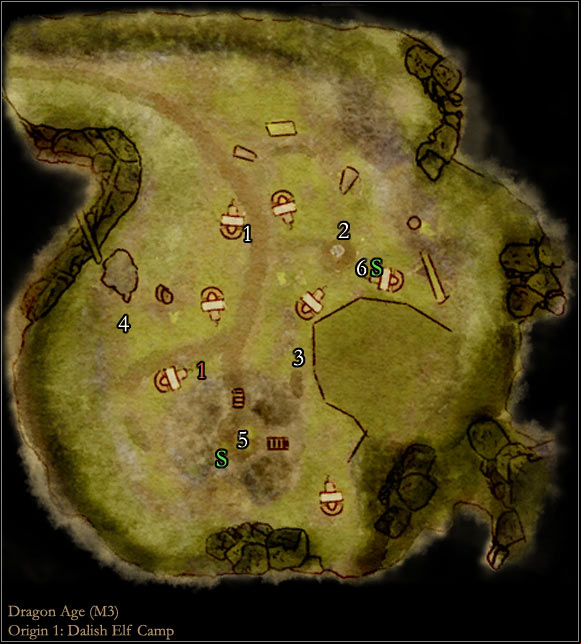 AREAS OF INTEREST - Dragon Age Origins: Origin 1 - Dalish elf main map - World Atlas - Maps - Main areas - Dragon Age: Origins Game Guide