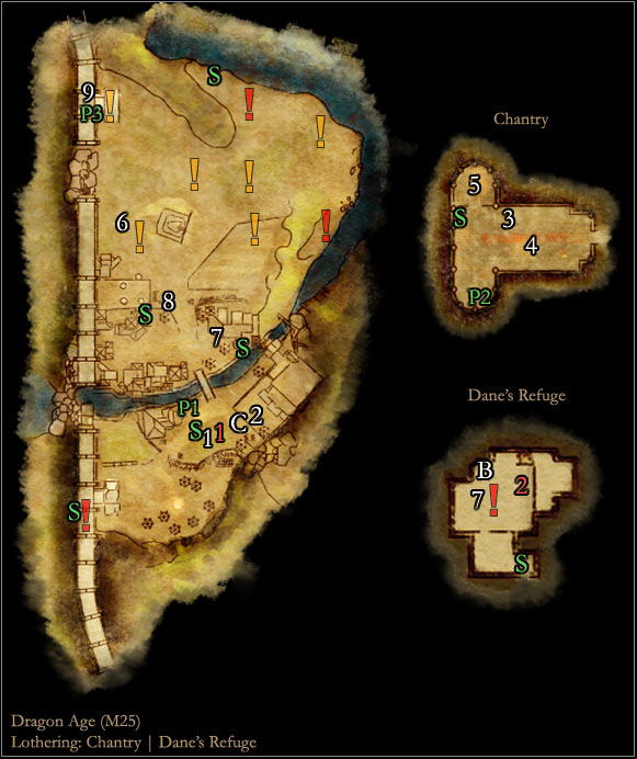 AREAS OF INTEREST - Dragon Age Origins: Lothering main map - World Atlas - Maps - Main areas - Dragon Age: Origins Game Guide