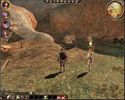 Once youve explored the village find Sir Perth (M27, 16) on the hill in the north-east and talk to him - Dragon Age Origins: A village under siege - Redcliffe - Dragon Age: Origins Game Guide