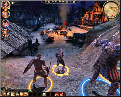 I would strongly recommend attacking the monsters seen in front of you from a distance - Dragon Age Origins: Attack at dawn - Redcliffe - Dragon Age: Origins Game Guide