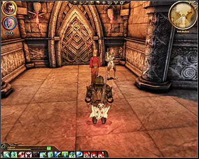 Keep moving south until the of your team notice that the next door is being guarded by a single female guard (M79, 11) - Dragon Age Origins: Captured - Denerim - Dragon Age: Origins Game Guide