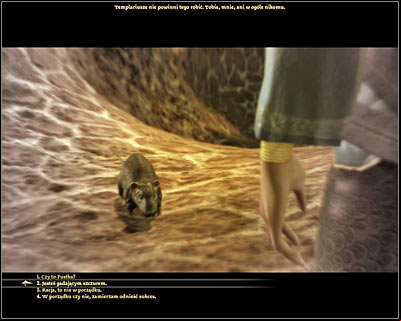 Continue moving forward until you come across a talking rodent, calling himself the Mouse (M12, 2) - Dragon Age Origins: The Harrowing - Origin story: Magi - The Circle Tower (Prologue) - Dragon Age: Origins Game Guide