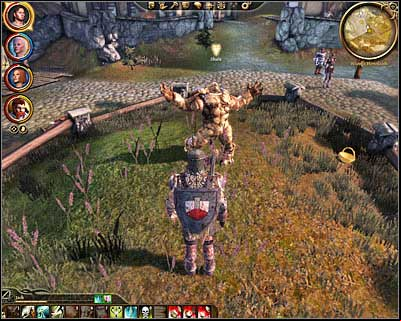 Finish your exploration of the village by clicking on the golem found in the center of a small field (DLC3, 7) - Dragon Age Origins: The Golem in Honnleath - DLC - The Stone Prisoner - Dragon Age: Origins Game Guide