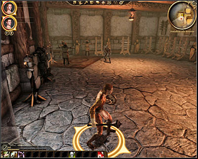 Be careful, because a new guard will attack you while trying to leave this room - Dragon Age Origins: A Day for celebration - Origin story: City elf - Elven alienage (Prologue) - Dragon Age: Origins Game Guide