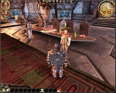 Lord Ronus Dace (M16, 4) will want to talk to you and it would be a good idea to grant him with an audience prior to approaching kings throne - Dragon Age Origins: The noble feast - Origin story: Dwarf noble - Diamond quarter (Prologue) - Dragon Age: Origins Game Guide