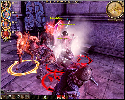 Soon after your arrival in the templar quarters youll come across a room with a demon and a bewitched templar (M34, 6) - Dragon Age Origins: Broken circle - Main quests - Dragon Age: Origins Game Guide