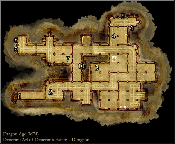 1 - Dragon Age Origins: Arl Of Denerims Estate - Dungeon map - Maps of locations - Dragon Age: Origins Game Guide