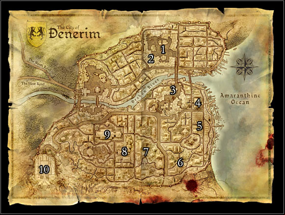 Main locations on the map - Dragon Age Origins: Denerim map - Maps of locations - Dragon Age: Origins Game Guide