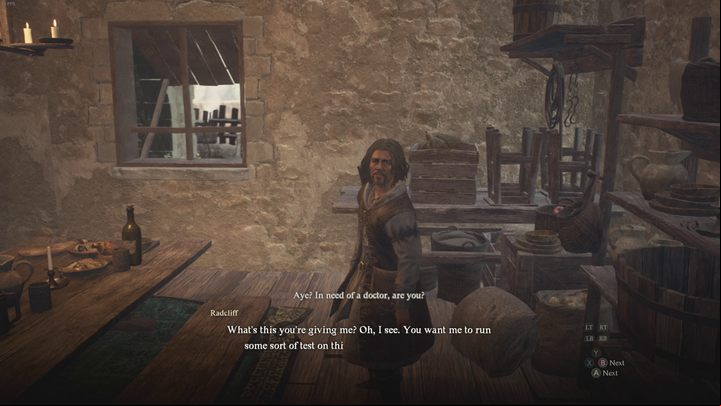 After you return to Radcliffe, he will reveal that the "medicine" in question is actually a highly addictive poison - Dragons Dogma 2: How to complete the Saint of the Slums task? - Quests - Dragons Dogma 2 Guide