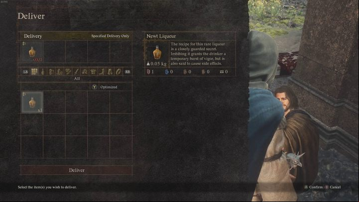 Once you got the needed quantity of the drink, go to Lamond again and give him the bottles - Dragons Dogma 2: How to unlock the Warfarer vocation? - Vocations - Dragons Dogma 2 Guide