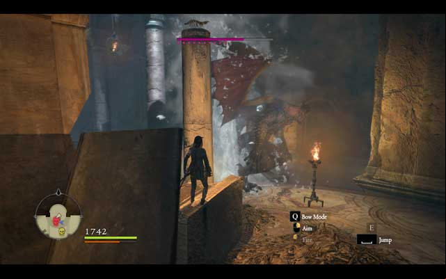 Behind the throne of the boss you can find a rather safe place for ranged attacks - Bitterblack Sanctum - Walkthrough - Dragons Dogma - Game Guide and Walkthrough
