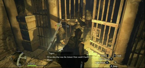 Run ahead until you reach a fork in the road, and open the gate (it's been closed, but now you have the key) - Rise of the Fallen - Act II - Dragons Dogma - Game Guide and Walkthrough