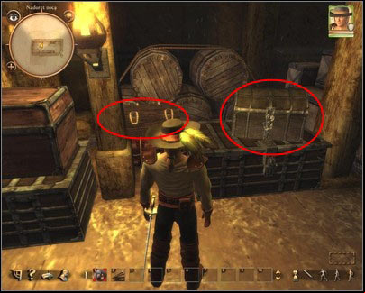 There are few chests in the warehouse, which you have to open and see whats inside - Nadoret - for Rogues - p. 2 | Main quests - Main quests - Drakensang: The River of Time Game Guide