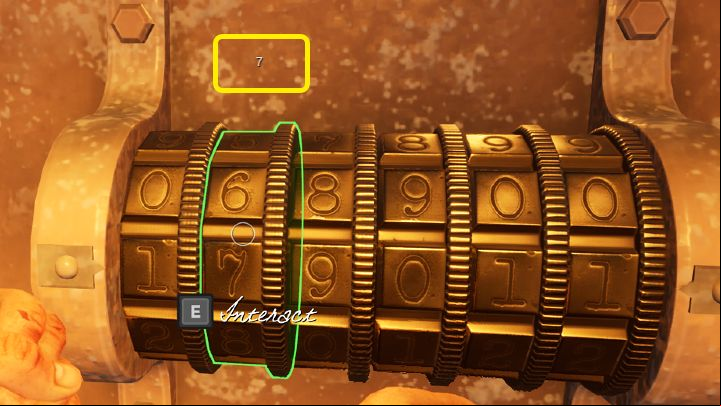 Fortunately, you don't have to these numbers, because when you return to the lock, the appropriate hint will be displayed at the top - in this case, the position is 2 and the code number is 7 - Dread Hunger: Armory - how to get there? - FAQ - Dread Hunger Guide