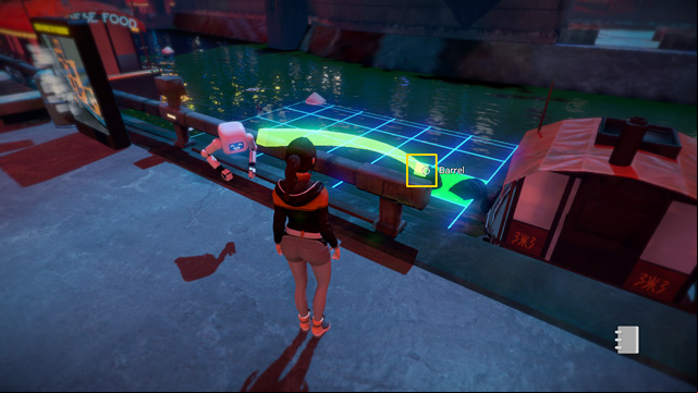 Choose the one on the left, Kidbot will push it further (click the arrow on the bot and move it onto the barrel) - Place the algae in the river (an old path) - Chapter Two: Awakenings - Europolis - Dreamfall: Chapters - Game Guide and Walkthrough