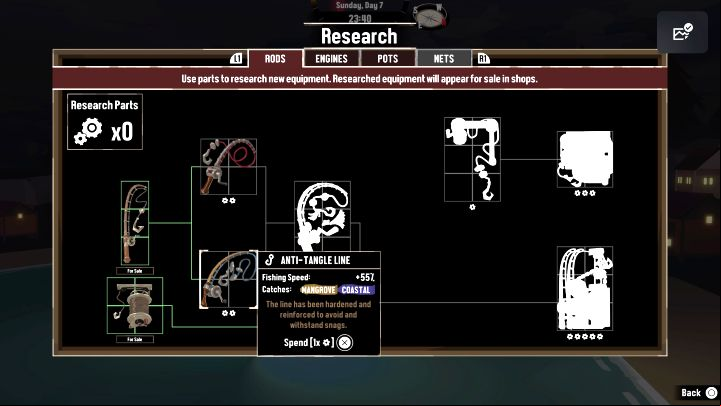 Research Parts: 2 (go to the Shipwright after donating the parts) - Dredge: List of all Rods - Basics - Dredge Guide