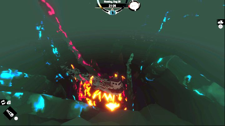 There is a large underwater creature in Stellar Basin, in the south-west part of the world map - Dredge: How to avoid the Stellar Basin monster? - FAQ - Dredge Guide