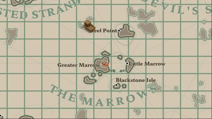 How to unlock: Find a boat located west from Steel Point in northern part of The Marrows region - Dredge: All Books map - Secrets and Collectibles - Dredge Guide
