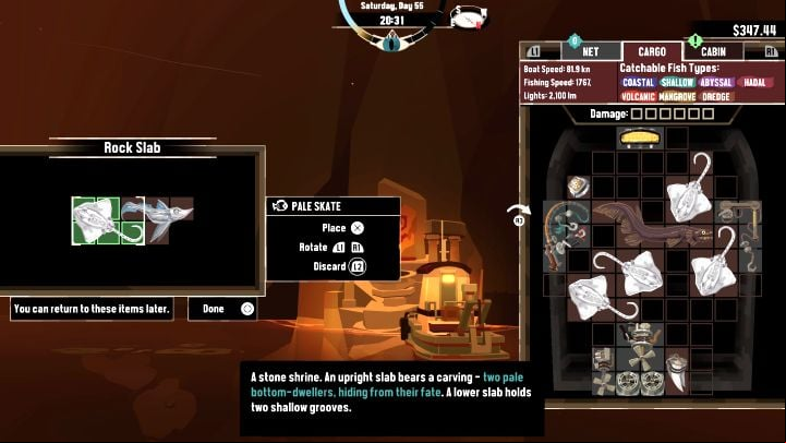 When visiting these fishing spots, you will need to obtain 2 specific fish - Dredge: Flames of the Deep - Pursuits - Dredge Guide