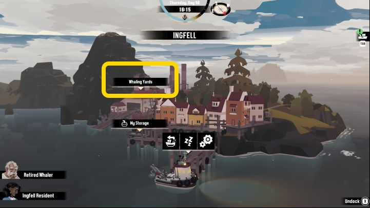 After the last conversation and finishing the Pursuit, you will gain access to Whaling Yards, where you can purchase Packed Explosives - Dredge: Hermitage - Pursuits - Dredge Guide