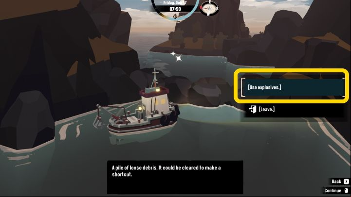 Here is how you do it - approach any Debris and interact with the obstacle with F (PC), X (PS), or A (Xbox) and choose Use explosives from the list - Dredge: How to remove Debris? - FAQ - Dredge Guide
