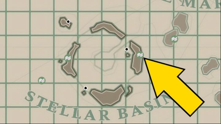 The second Scrap is on the main eastern island of Stellar Basin - Dredge: All Scraps of Paper map - Secrets and Collectibles - Dredge Guide