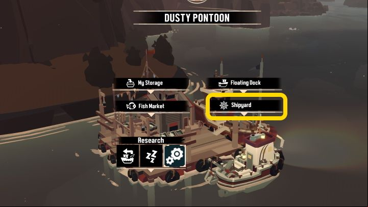 Once you're docked at any Pontoon location, choose the Shipyard option - Dredge: Where to get Refined Metal? - FAQ - Dredge Guide