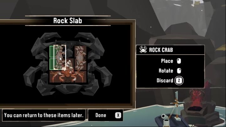 Arrange the crabs as shown in the picture above to complete the puzzle - Dredge: All Rock Slabs - Secrets and Collectibles - Dredge Guide