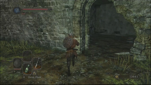 Go through the hole in the wall. - Forest Of The Fallen Giants - Lets move on - Walkthrough - Dark Souls II - Game Guide and Walkthrough