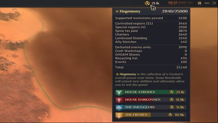 Victory by points - Dune Spice Wars: Victory conditions - best ways to win - Basics - Dune Spice Wars Guide