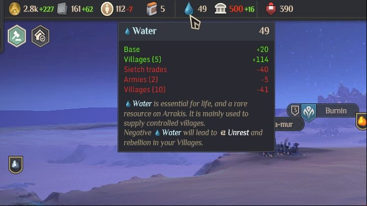 Water is a necessary resource, no matter what - Dune Spice Wars: Water - Resources and raw materials - Dune Spice Wars Guide
