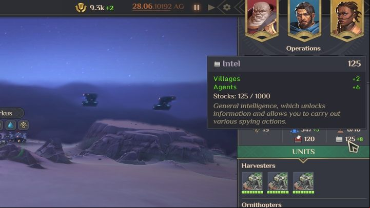 The only use of Intel is to perform missions and prepare operations that can be used during the rest of the game - Dune Spice Wars: Intel - Resources and raw materials - Dune Spice Wars Guide