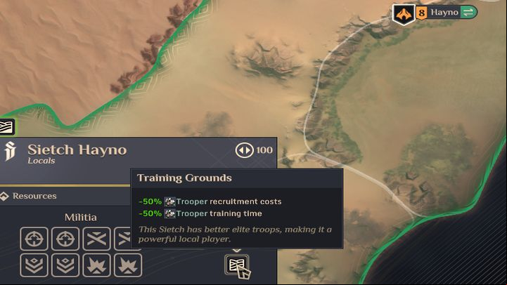 Reaching the maximum alliance level allows you to send one of your available agents to Sietch as an emissary - Dune Spice Wars: Sietches - Basics - Dune Spice Wars Guide