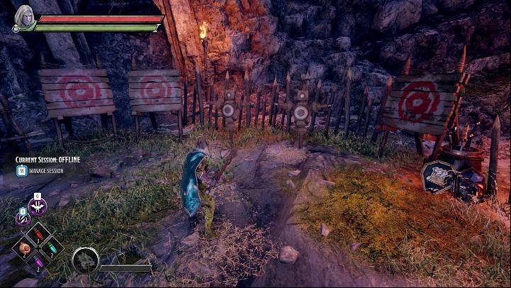 There is a training area in the Kelvin's Cairn Camp with two dummies on which you can practice using your abilities or learn to perform complex attack combos - Dark Alliance: Kelvins Cairn Camp - Basics - Dark Alliance Guide