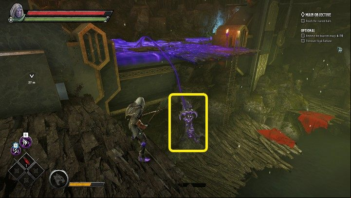 Purple liquid leaks from the characteristic sculptures hidden near the contaminated area - Dark Alliance: Environmental threats - how to eliminate? - FAQ - Dark Alliance Guide