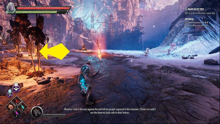 After exiting the cave, turn left at the first fork - the path is marked with a yellow arrow - Dark Alliance: Legendary items - how to farm? - FAQ - Dark Alliance Guide