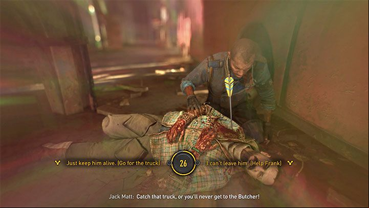 After the fight, you will receive a time-limited mission objective to check on Frank - it's enough to run to the designated spot, which will take you about ten seconds max - Dying Light 2: The Breakthrough - walkthrough - Story quest - Dying Light 2 Guide