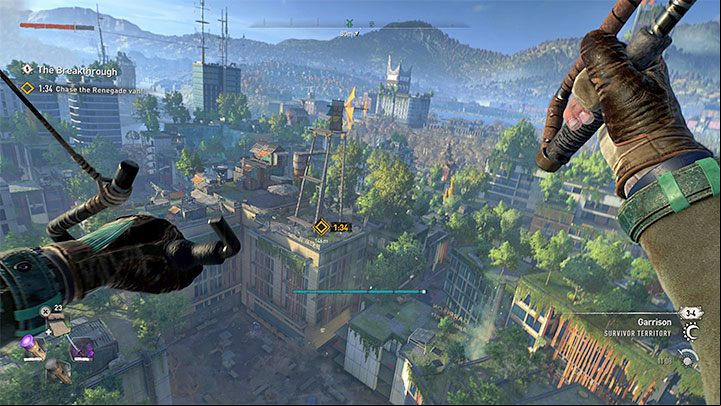 You should use a paraglider to track the van, but you can also try running over adjacent rooftops - Dying Light 2: The Breakthrough - walkthrough - Story quest - Dying Light 2 Guide