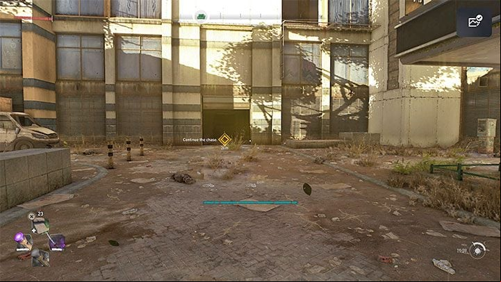 The chase will end when the van you are chasing enters the garage of one of the buildings - Dying Light 2: The Breakthrough - walkthrough - Story quest - Dying Light 2 Guide