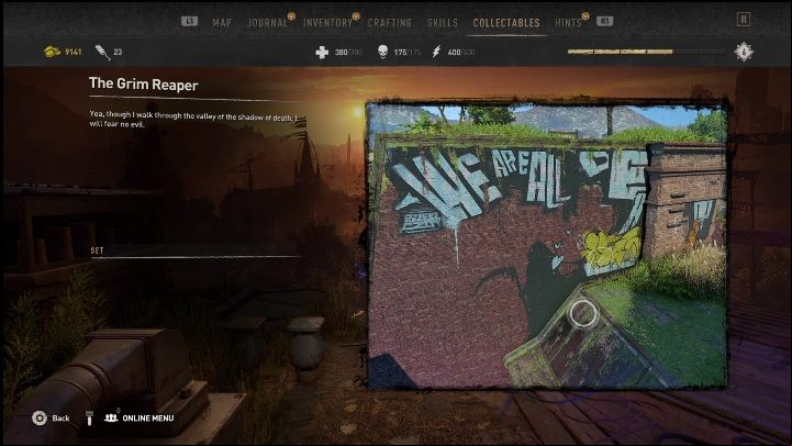 This Graffiti Tag was painted on the side of a brick building in the center of Quarry End - Dying Light 2: Graffiti Tags (Quarry End) - list of all - Quarry End - Dying Light 2 Guide