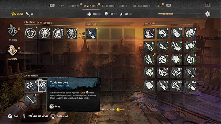 All arrows are stored in the backpack - Dying Light 2: Bow arrows - how to change? - Combat - Dying Light 2 Guide