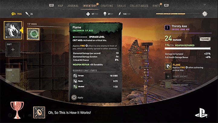 How to unlock: Modify your weapon for the first time - Dying Light 2: Trophies / Achievements - list - Trophy Guide - Dying Light 2 Guide