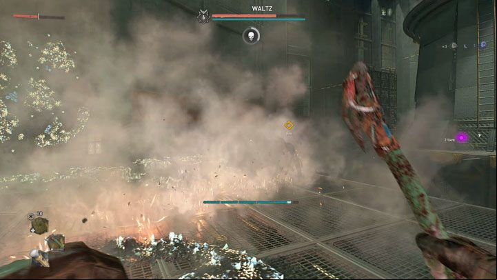 During your clashes against him make sure to avoid his strong attacks as they can knock you off the platforms - Dying Light 2: X-13 - walkthrough - Story quest - Dying Light 2 Guide