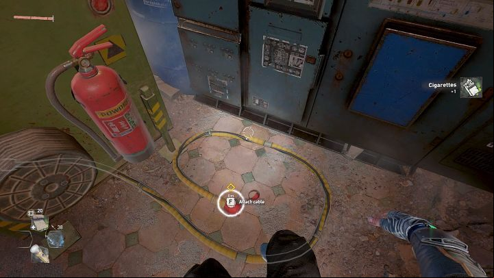 After the fight, pick up the cable from the ground and plug it into the nearby machine, and then try to activate the machine controlling the dam dividers - Dying Light 2: Now or Never - walkthrough - Story quest - Dying Light 2 Guide